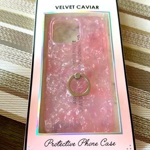 Velvet caviar case and ring holder for iPhone 14pro max, brand new paid $59
